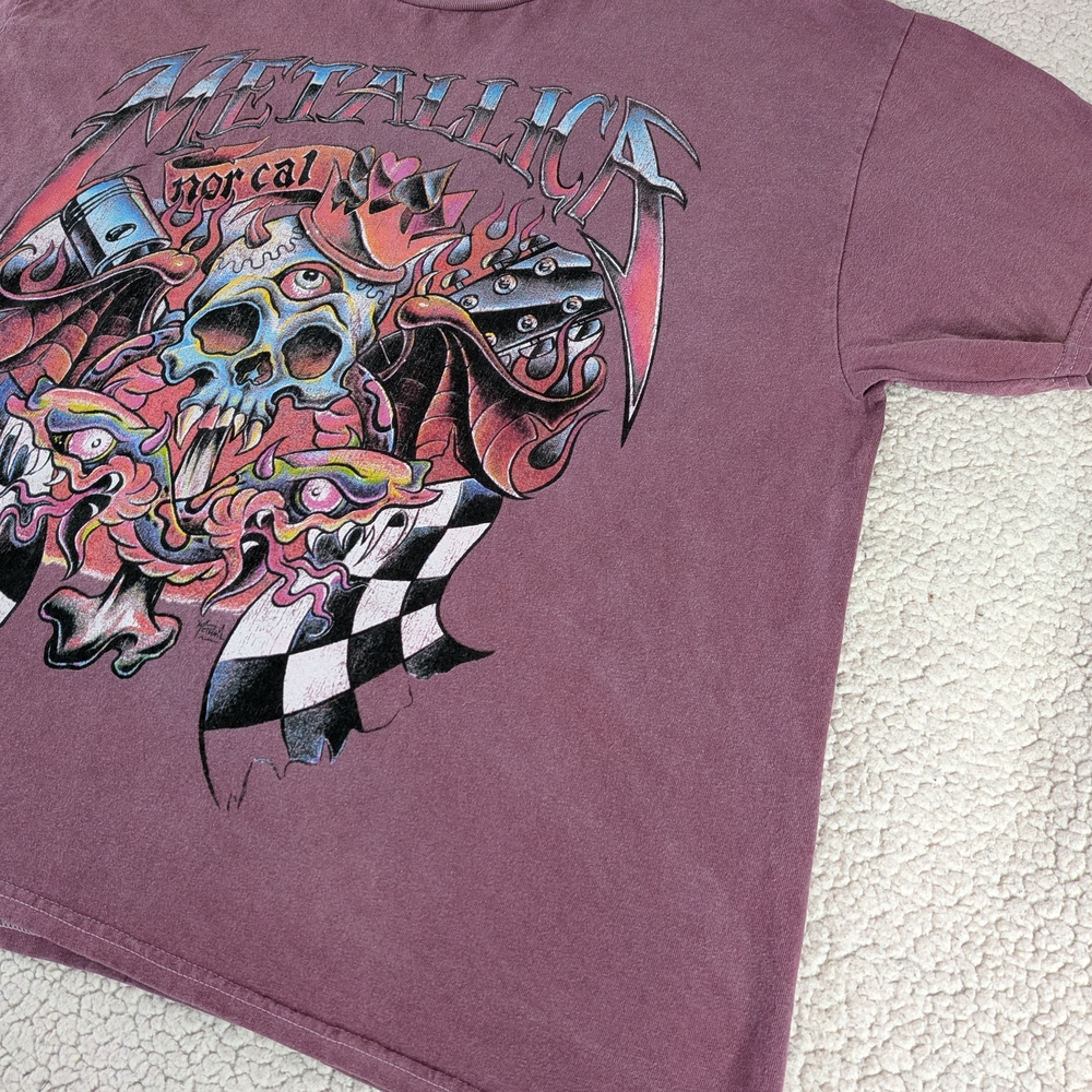 Metallica Flame Skull Band T Shirt 2XL - Picture 4 of 11